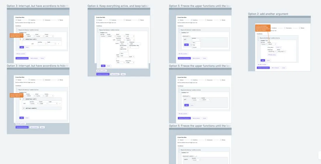 Rule Builder design process artifacts